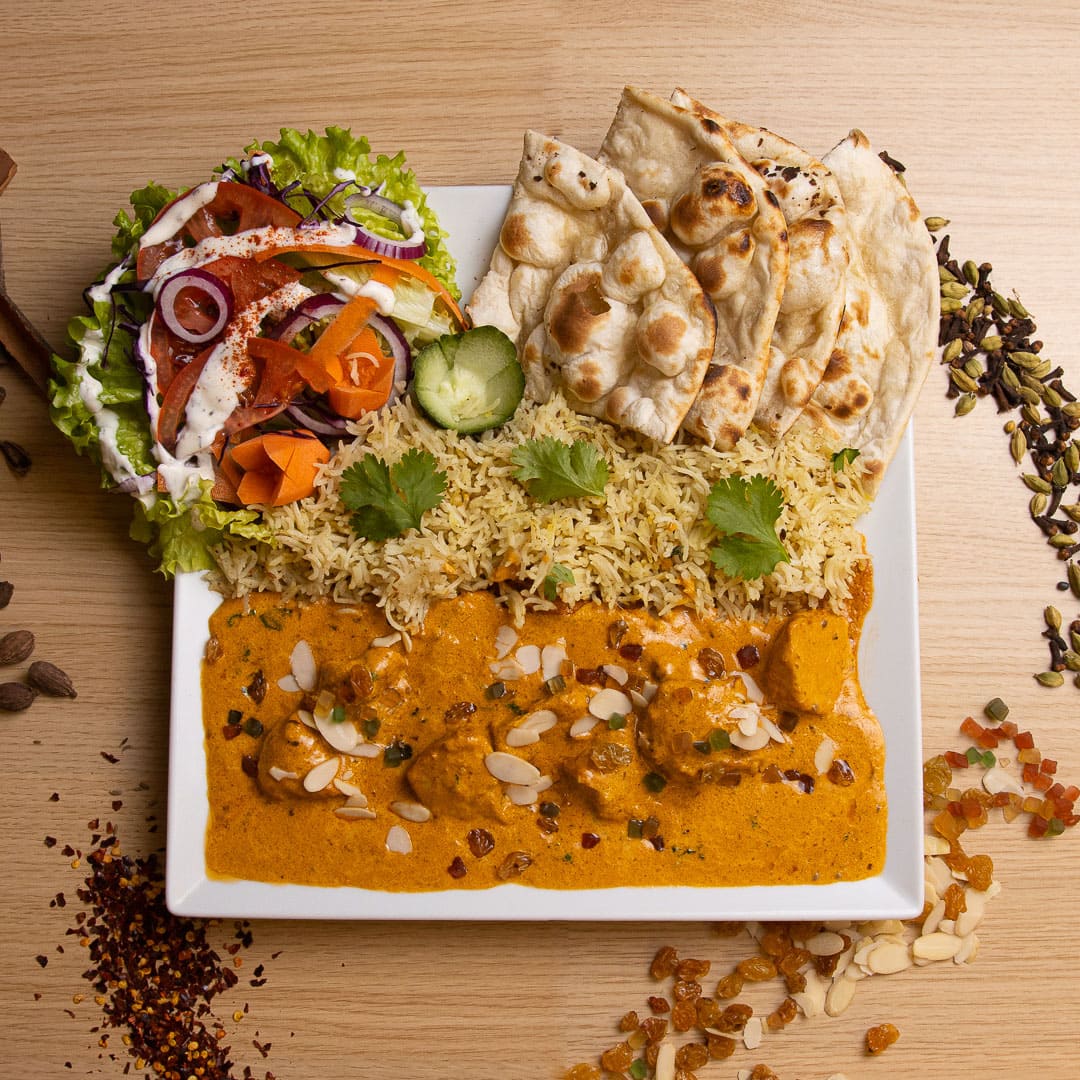 Assiette Poulet Korma - Plat indien aux amandes Goa Fast Food Grenoble
